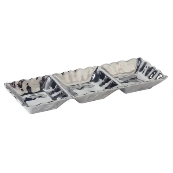 Certified International 3 Section Silver Coast Tray image {1}