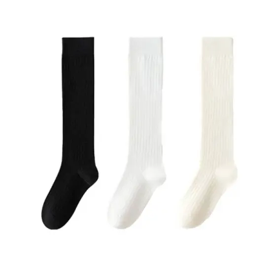 Anna-Kaci Women's 3-Pack Ribbed Knee High Compression Socks Seamless Toe Slim Fit Design image {8}