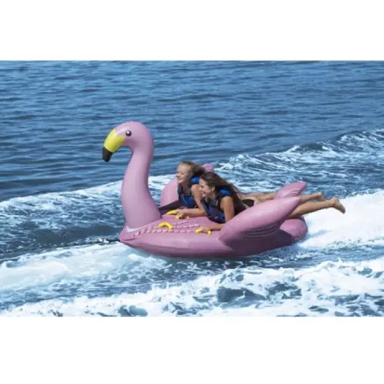 Swimline 82" Flamingo Towable 2-Person Inflatable Pool Float - Pink/Black image {2}
