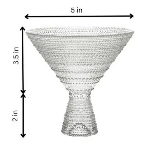 Clear Hobnail Martini Glasses - Embossed Martini Glasses - 9oz image {3}