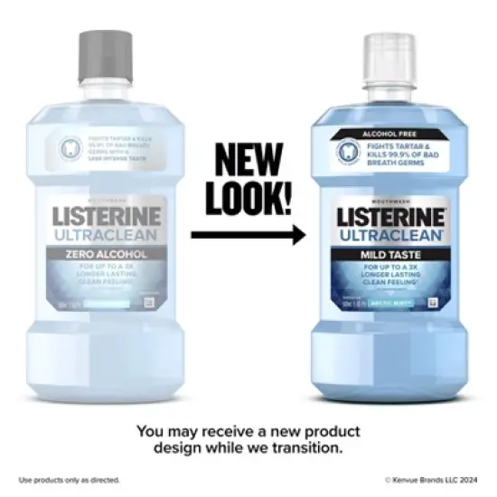 Listerine Ultraclean Zero Alcohol Tartar Control Mouthwash Arctic Mint - 500ml image {2}