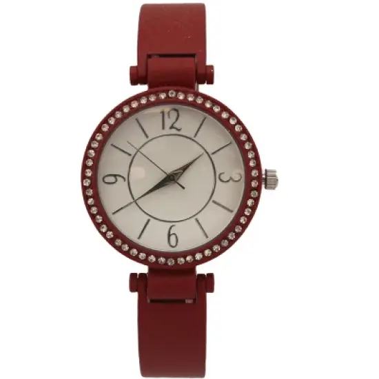 OLIVIA PRATT SOLID COLORS AND RHINESTONE DETAILS BANGLE WATCH image {8}