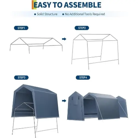 Acekool 6x6 FT Outdoor Storage Shed with Roll-Up Zipper Door, Ventilated Mesh Windows, Heavy Duty Waterproof Tarp, Ideal for Bikes & Tools image {4}