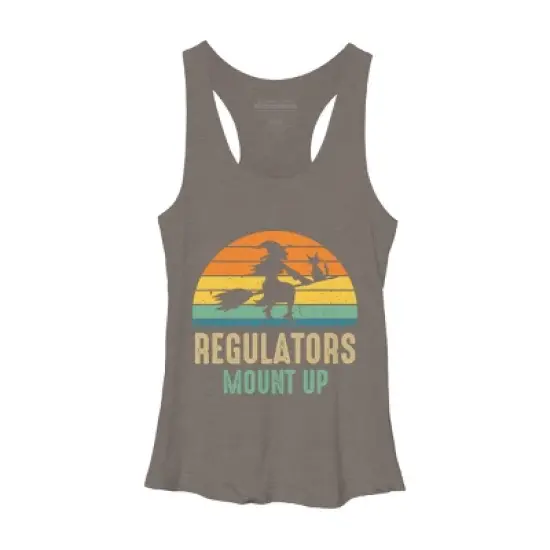 Women's Design By Humans Regulators Mount Up Halloween Witch By RedBirdLS Racerback Tank Top image {7}
