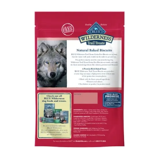Blue Buffalo Wilderness Trail Treats High Protein Grain-Free Crunchy Dog Treats Biscuits Salmon Recipe image {1}