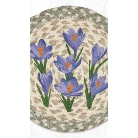 Earth Rugs Crocus Flower Printed Round Jute Trivet &ndash; 10" Table Protector image {2}
