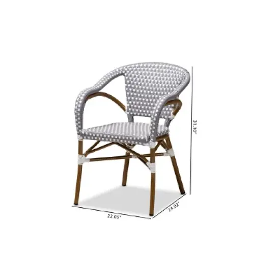 Set of 2 Eliane Indoor and Outdoor Stackable Bistro Dining Chairs - BaxtonStudio image {5}