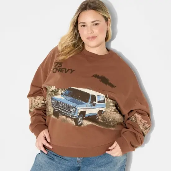 Women's Chevy Blazer Fleece Graphic Sweatshirt - Light Brown image {4}