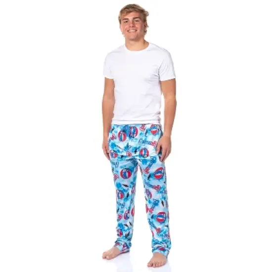 Grateful Dead Men's Steal Your Face Blue Tie Dye Adult Lounge Pajama Pants image {1}