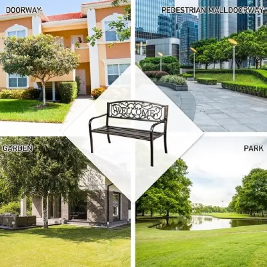 Costway Garden Bench Outdoor Furniture Porch Path Loveseat Chair image {5}