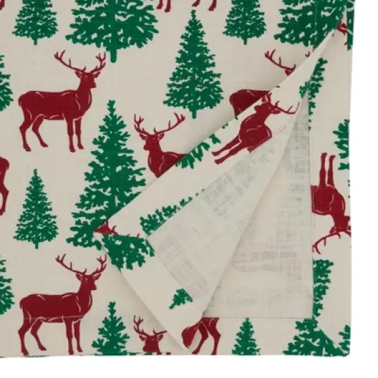 Saro Lifestyle Deer and Christmas Trees Design Table Runner image {1}
