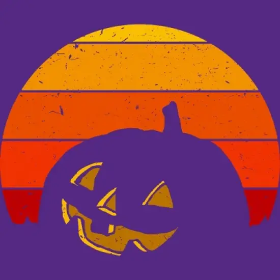 Women's Design By Humans Vintage Retro Sunset Halloween Pumpkin I By lemonpepper Racerback Tank Top image {1}