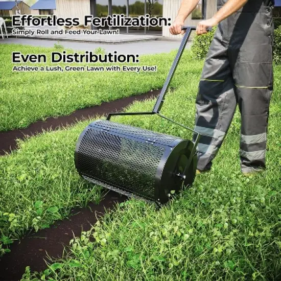 24-Inch Lawn Spreader for Compost and Mulch &ndash; Durable Roller Spreader for Effortless Garden Maintenance and Soil Enhancement image {4}