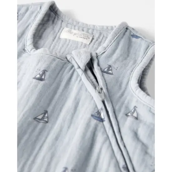 Little Planet by carter's Sleepbag - S - Gauze Blue Sailboat image {2}