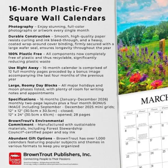 Hopper Studio Beckoning Barns 2026 12"x24" Hanging Square Wall Calendar Plastic-Free image {5}