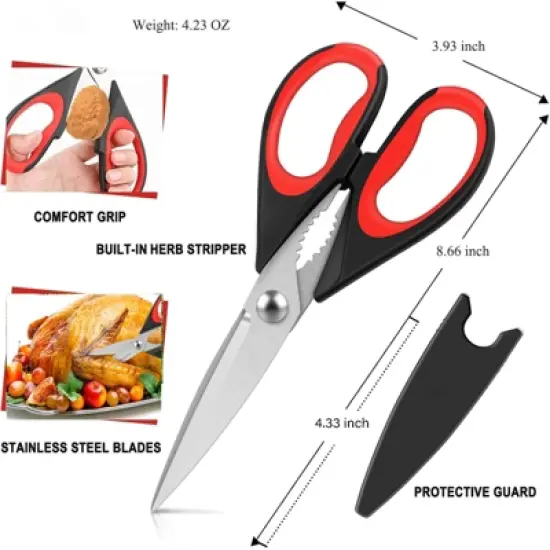 Itopfox Kitchen Scissors Heavy Duty Stainless Steel, All Purpose Cooking Shears for Meat Poultry Food, Dishwasher Safe Utility Tools with Home Gift image {4}