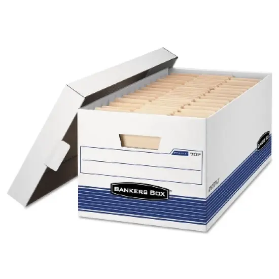 Bankers Box STOR/FILE Storage Box Letter Locking Lid White/Blue 4/Carton 0070104 image {2}