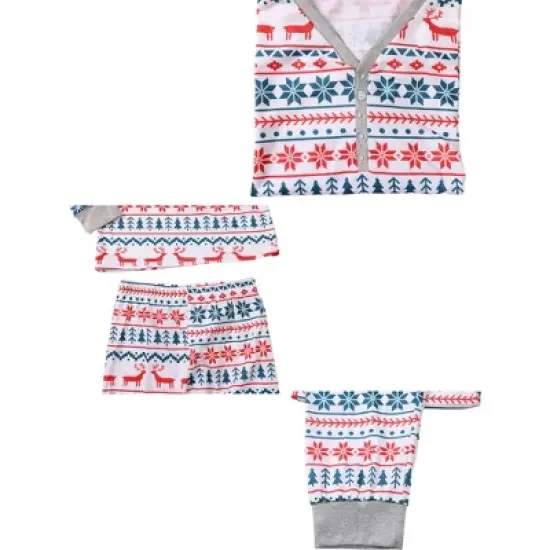 cheibear Christmas Sleepwear Long Sleeve Tee with Pants Loungewear Family Pajama Sets image {3}
