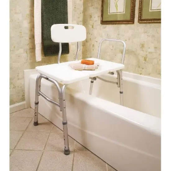Carex Bathtub Transfer Bench - Height-Adjustable Steel Bathroom Safety Seat with Back image {2}