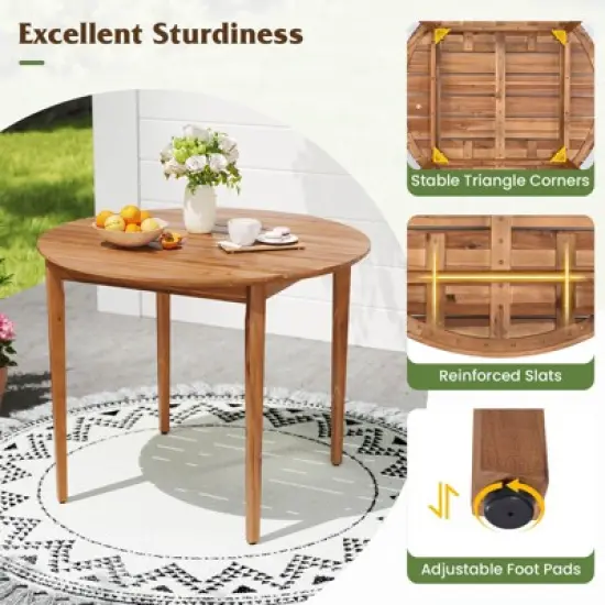 Costway 5 Piece Patio Dining Set Outdoor Solid Wood Furniture with Rattan Backrest image {8}