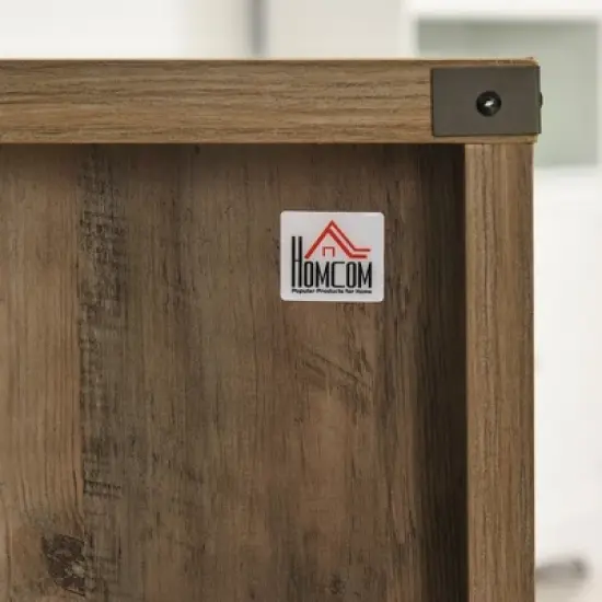 HOMCOM Wooden Farmhouse Sideboard, Storage Buffet Cabinet with 2 Large Drawers, X-Shaped Wine Rack, and Cabinets, Distressed Brown image {6}