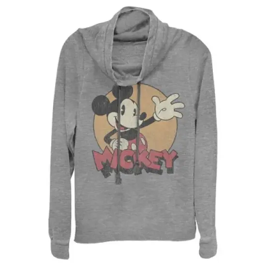 Junior's Mickey & Friends Retro Mickey Mouse Cowl Neck Sweatshirt image {3}