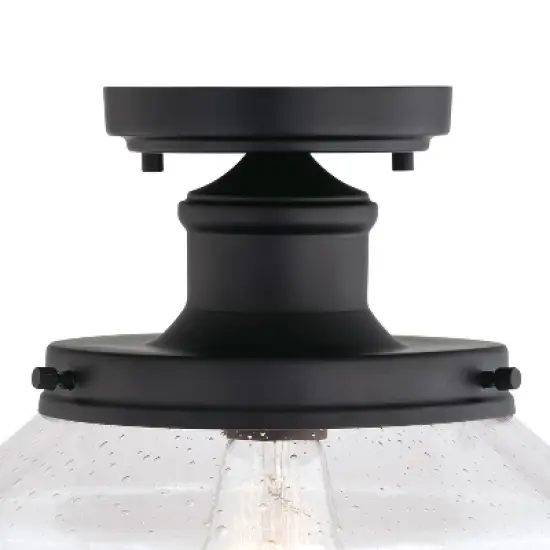 VAXCEL Collins Black Farmhouse Outdoor Flush Mount Ceiling Light Clear Schoolhouse Glass image {11}