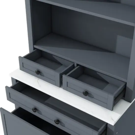 TIRAMISUBEST 4-Piece Freestanding Kitchen Pantry Cabinet Combo, Tall Kitchen Hutch with Storage Drawers and Adjustable Shelf image {15}