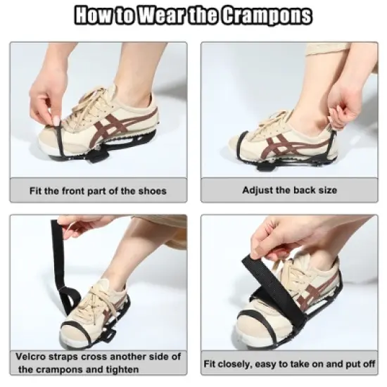 Unique Bargains Crampons Ice Cleats Shoes Spikes Grips Traction Black 1 Pair image {4}