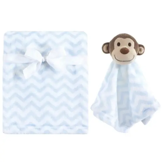 Hudson Baby Infant Boy Plush Blanket with Security Blanket, Blue, One Size image {1}