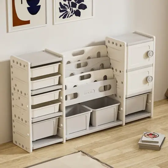 Kids Toy Storage Organizer, Kids Bookshelf and Toy Storage for Playroom, Bedroom, Kids Room image {6}