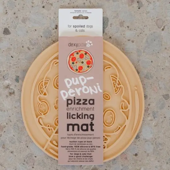 Dexypaws Enrichment Lick Mat: Pup-peroni Pizza - Grooved Silicone image {3}
