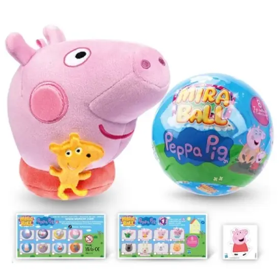 Peppa Pig MiraBall, 3-in-1 Surprise, Blind Box Toys for Kids - Collectable Characters from TV Shows - Metal Ball, Plush, Stickers, White Ribbon image {8}