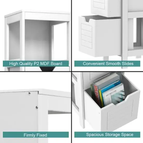 Costway Bathroom Wooden Floor Cabinet Multifunction Storage Rack Stand Organizer Bedroom image {8}