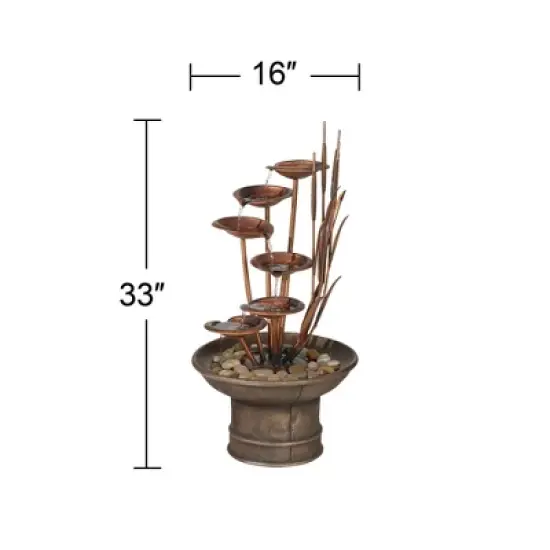John Timberland Water Lilies and Cat Tails Rustic Cascading Outdoor Floor Water Fountain 33" for Yard Garden Patio Home Deck Porch House Exterior Roof image {6}