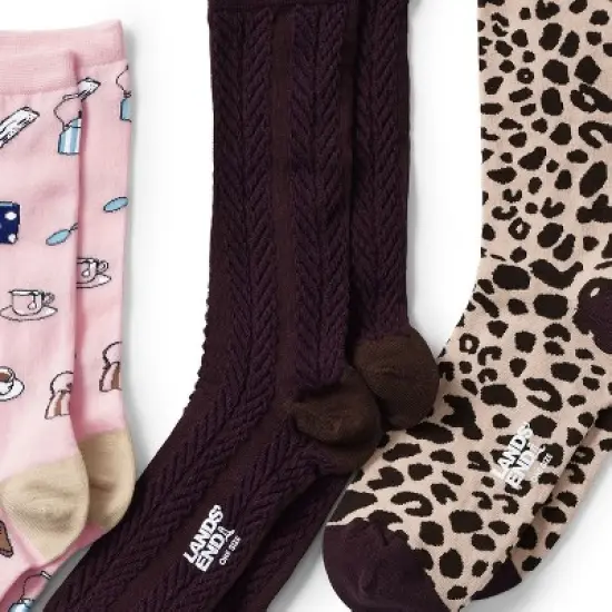 Lands' End Women's 3-Pack Seamless Pattern Crew Socks image {1}