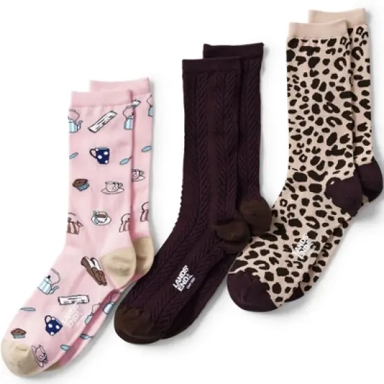 Lands' End Women's 3-Pack Seamless Pattern Crew Socks image {3}