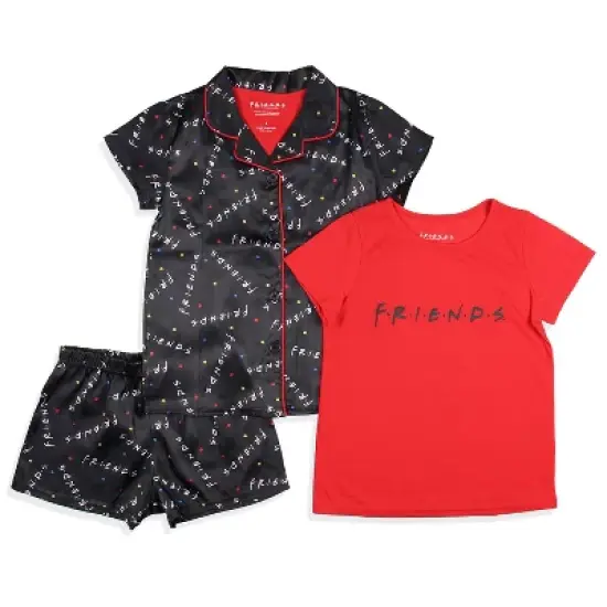 Friends TV Show Girls' TV Series Logo 3 Piece Pajama Shortie Lounge Set image {6}