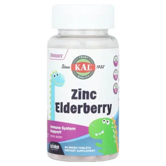 KAL Dinosaurs&reg;, Zinc Elderberry, Mixed Berry, 90 Micro Tablets image {4}