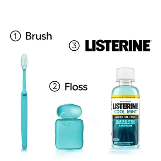 Listerine Coolmint Zero Alcohol Mouthwash, Trial size - Trial Size - 3.2oz image {7}