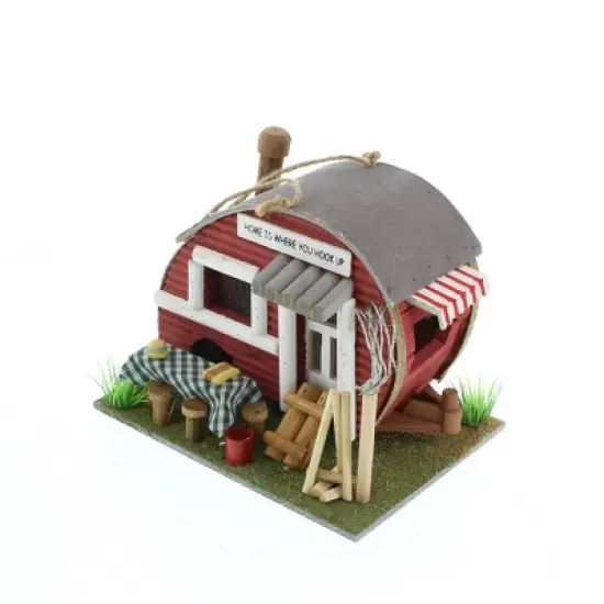 7.95" Trailer Wood Birdhouse Red - Zingz & Thingz image {6}
