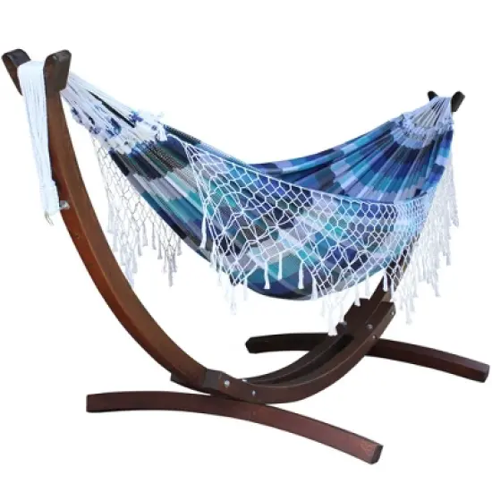 Vivere 10 ft Brazilian Hammock with Solid Pine Arc Stand image {6}