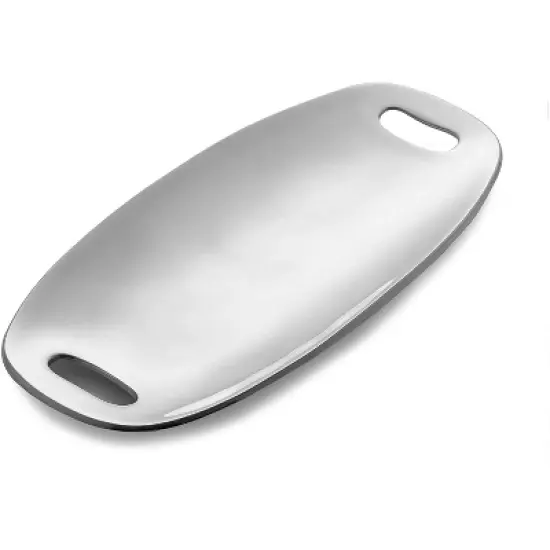 Nambe Pebble Alloy Metal Handled Serving Tray, Silver image {7}