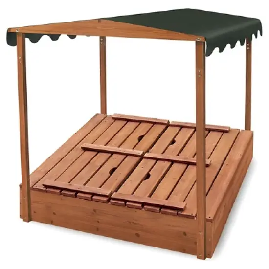 Badger Basket Covered Convertible Cedar Sandbox with Canopy and Two Bench Seats image {1}