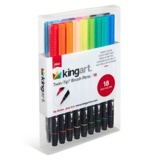 KINGART PRO Twin-Tip Brush Pens 18 Colors image {7}