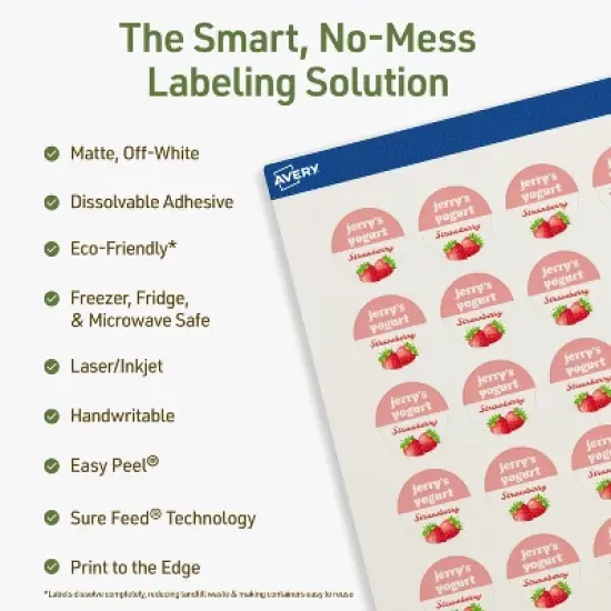 Avery Dissolvable Labels, 1" Diameter Round image {1}