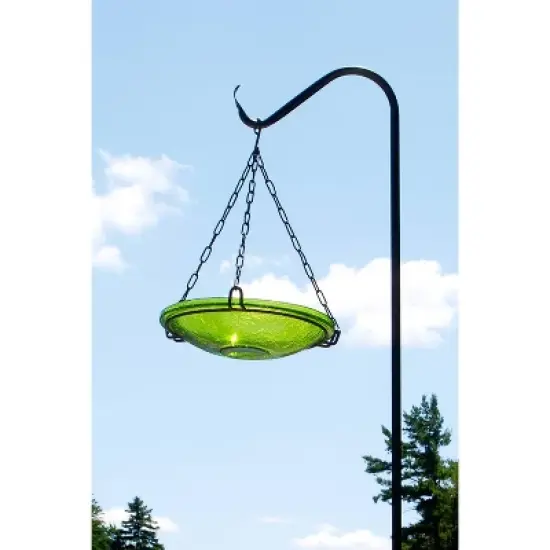 17" Diameter Reflective Crackle Glass Hanging Birdbath Bowl Fern Green - Achla Designs: Weather-Resistant, No Assembly Required image {2}