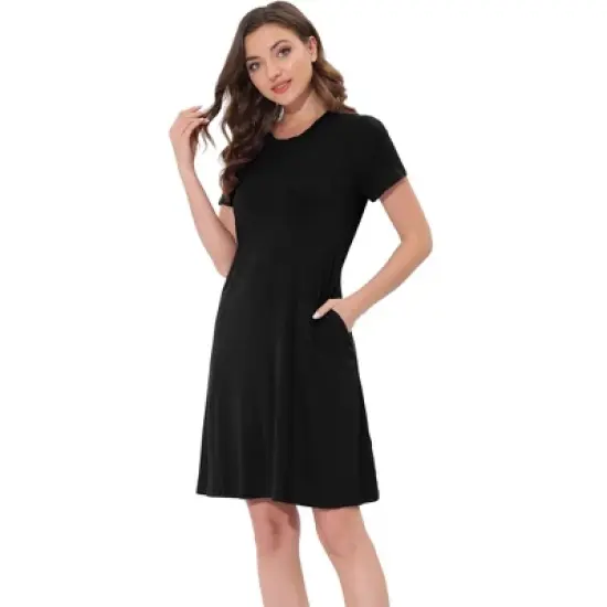 cheibear Womens Sleepwear Pajama Dress with Pockets Nightshirt Lounge Nightgown image {6}