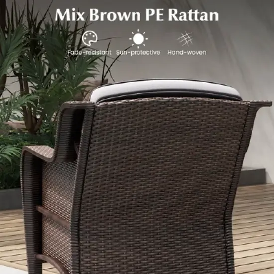 Tangkula Set of 3 Furniture Set w/ Cushions & Tempered Glass Coffee Table Gray image {2}