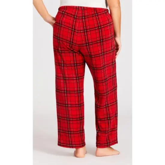 Women's Plus Size Fleece Check Pant - red | AVENUE image {3}